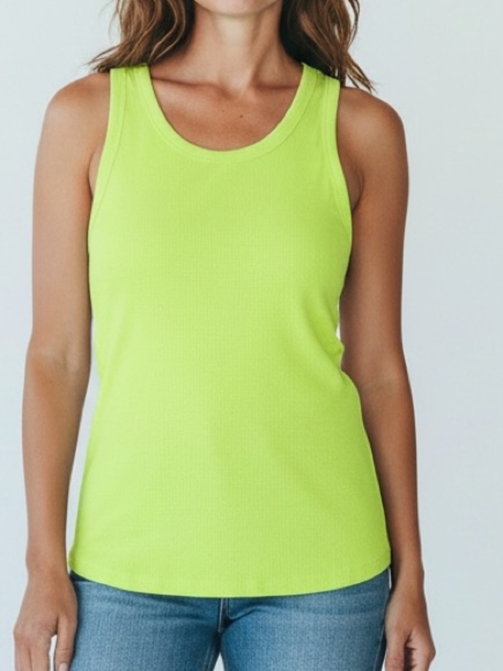 NWOT Old Navy Size 2x Neon Lime Ribbed Scoop Tank Top